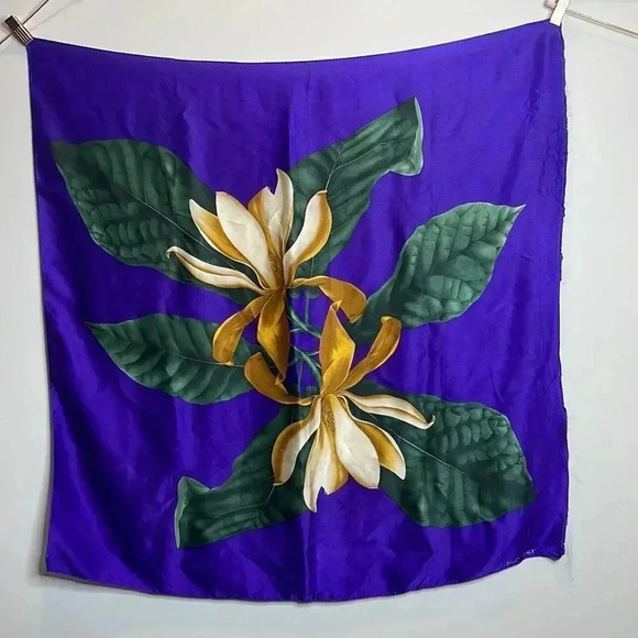 Ellen Tracy Purple Floral Scarf - Picture 2 of 6